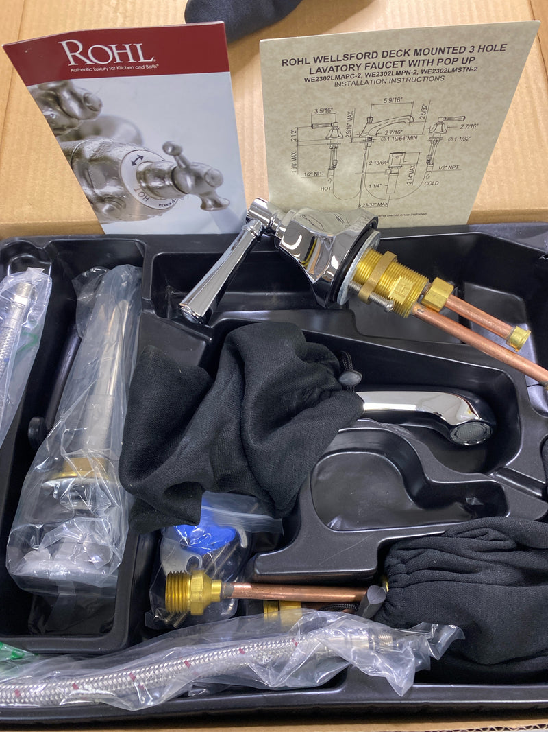 Rohl WE2302LMAPC-2 Wellsford 1.2 GPM Widespread Bathroom Faucet with Pop-Up Drain Assembly - Polished Chrome