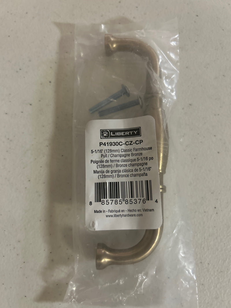 Liberty P41930C-CZ-CP Classic Farmhouse 5-1/16 in. (128 mm) Classic Champagne Bronze Cabinet Drawer Pull