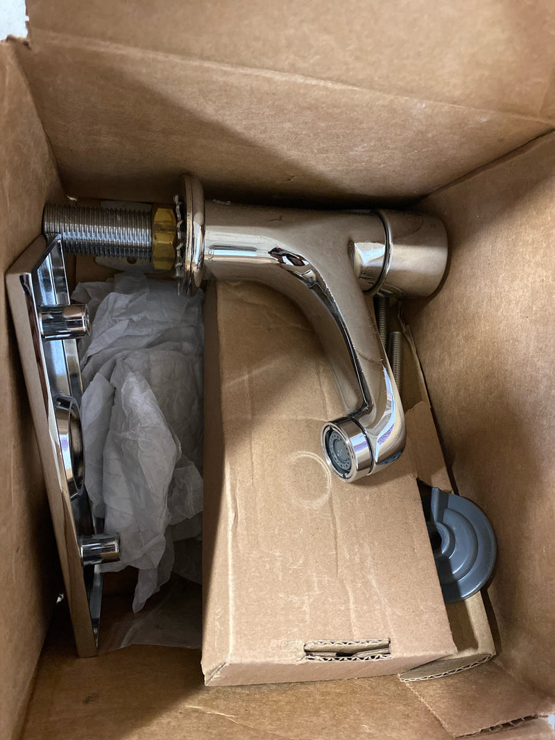 Symmons SLS-7000-DP4 Single-Handle Single Hole Metering Bathroom Faucet with Optional 4 in. Deck Plate in Chrome