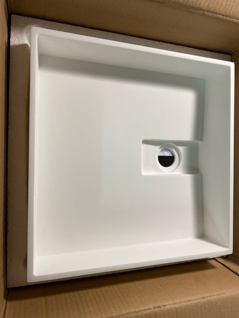 Vigo VG04021 Bryant 15" L x 15" W x 5" H Square Stone Composite Vessel Bathroom Sink - Matte White