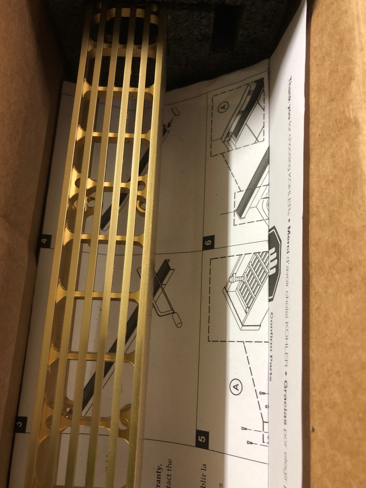 Kohler K-80656-2MB 1-1/4" x 36" Linear Drain Grate With Lattice Pattern - Vibrant Brushed Moderne Brass