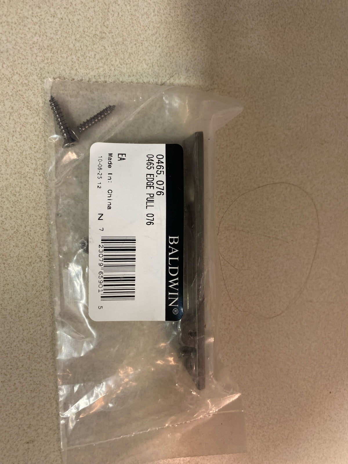 Baldwin 0465 3/4 Inch x 3-7/8 Inch Solid Brass Edge Pull - Graphite Nickel