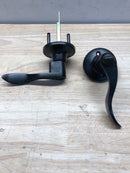 Baldwin 5258190LENT Wave Style Single Cylinder Keyed Entry Door Knob Set with Wave Rosette from the Estate Collection - Satin Black