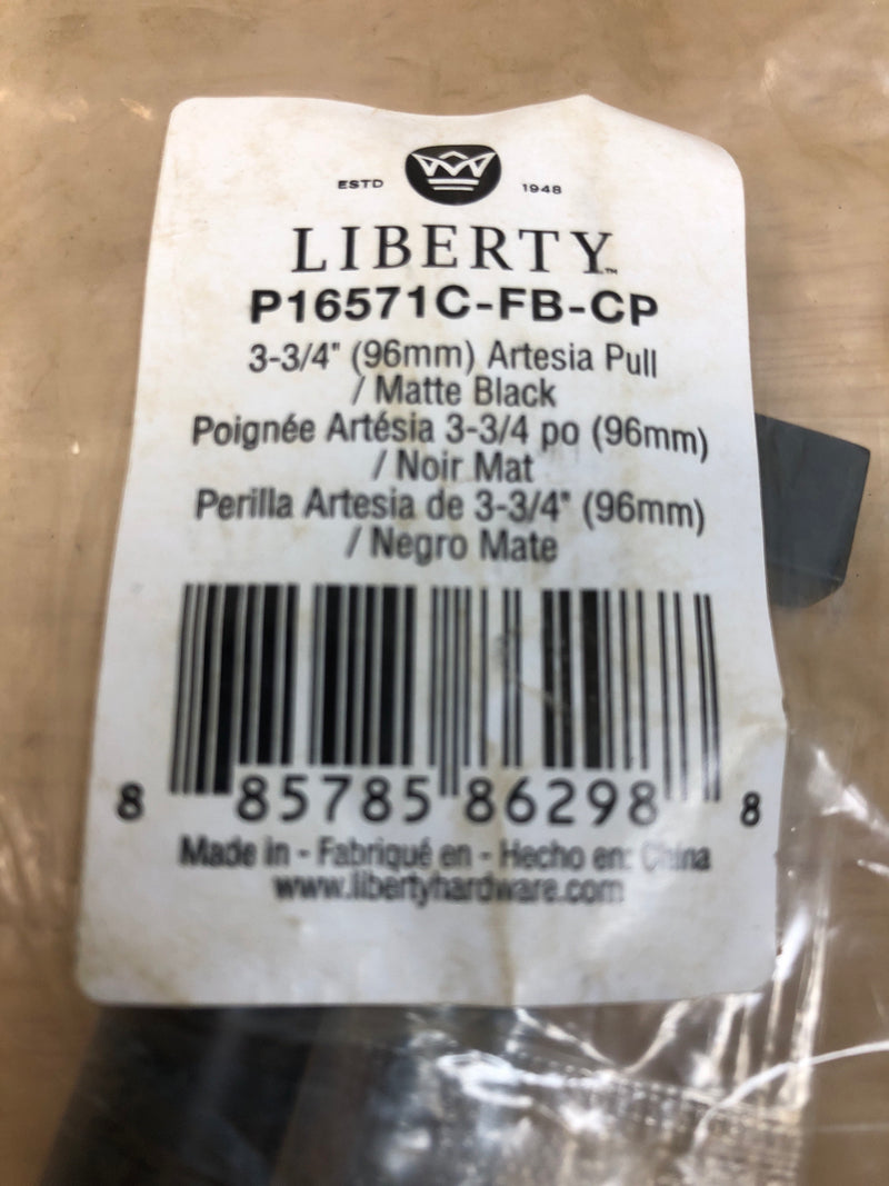 Liberty P16571C-FB-CP Artesia 3-3/4 in. (96 mm) Matte Black Cabinet Drawer Pull