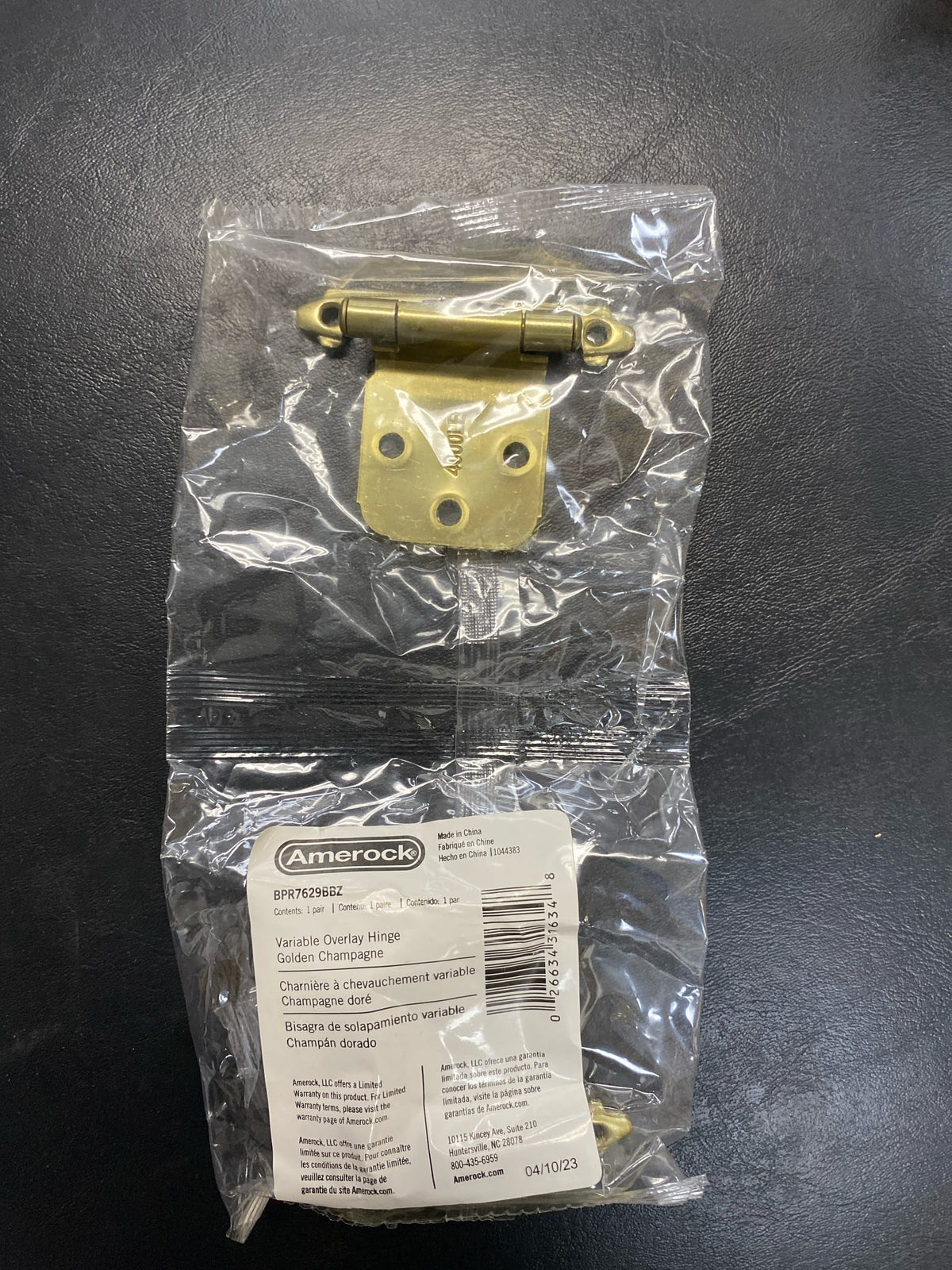 Amerock BPR7629BBZ Golden Champagne Variable Overlay Self Closing, Face Mount Cabinet Hinge (2-Pack)