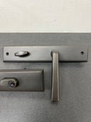 Emtek 5442MB 10 Inch Stretto Rectangular Single Cylinder Keyed Sideplate Entry Set from the Sandcast Bronze Collection - Medium Bronze