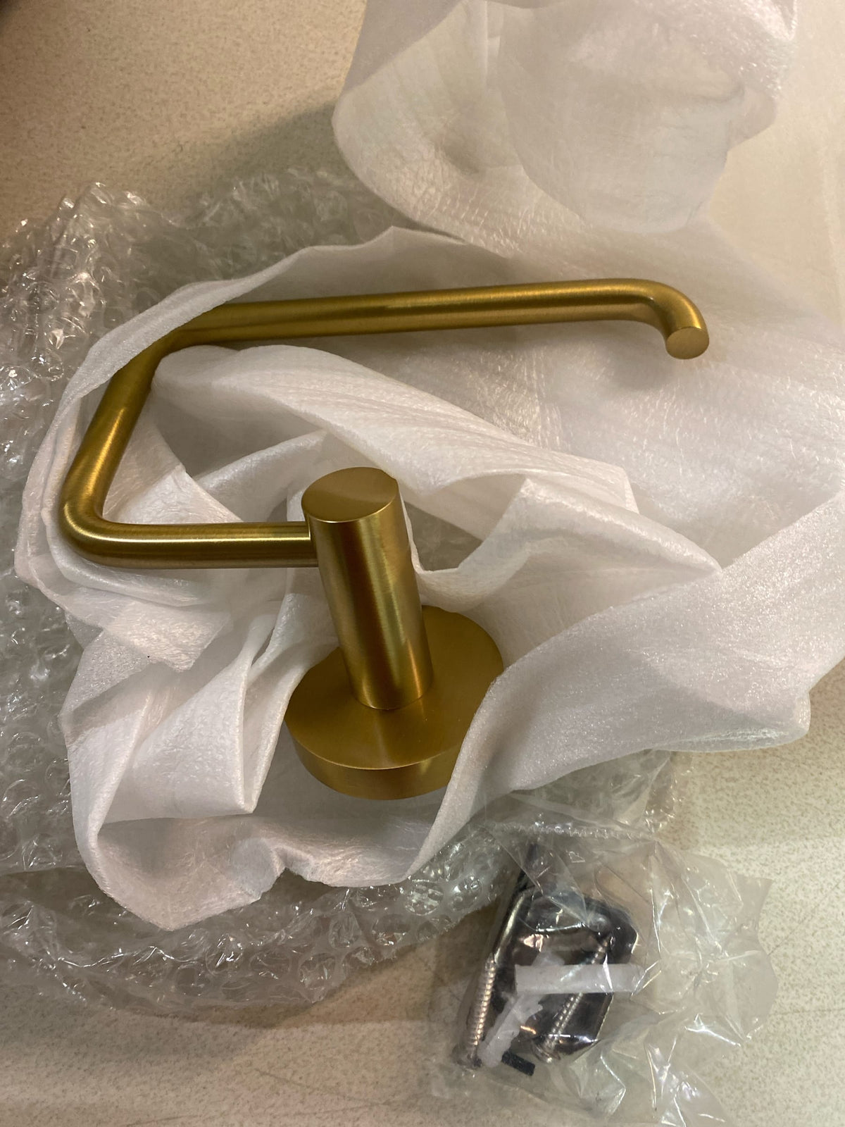 Alno A8366-SB Contemporary I - Solid Brass Bathroom Single Post C Shape Toilet Paper Holder - Slide On - Satin Brass