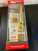Kwikset 818SCEXHFL SQT 4 SMT CP San Clemente Satin Brass Single Cylinder Entry Door Handleset with Halifax Door Handle Featuring SmartKey Security