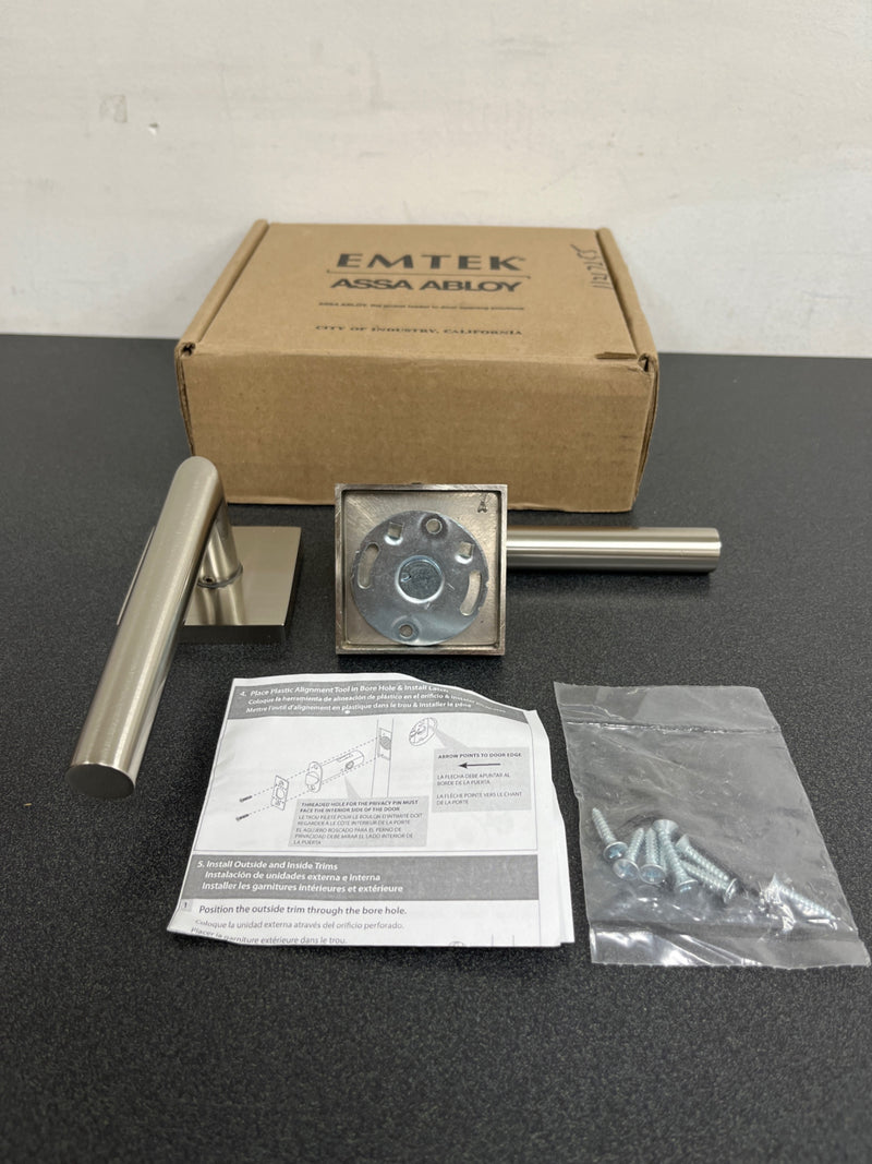 Emtek 505ASTUS15 Aston Reversible Non-Turning Two-Sided Dummy Door Lever Set from the Brass Modern Collection - Satin Nickel