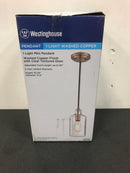 Westinghouse Carmen 1-Light Washed Copper Mini Pendant with Clear Textured Glass Shade-6371500
