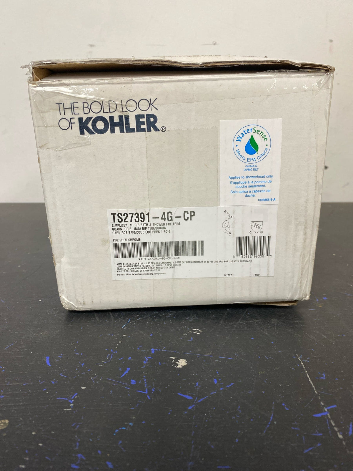 KOHLER TS27391-4G-CP Simplice Rite-Temp Bath and Shower Trim Set with Single-Function Showerhead 1.75 GPM, Diverter Bath Spout, Wall-Mount Shower Head and Bath Faucet, Polished Chrome
