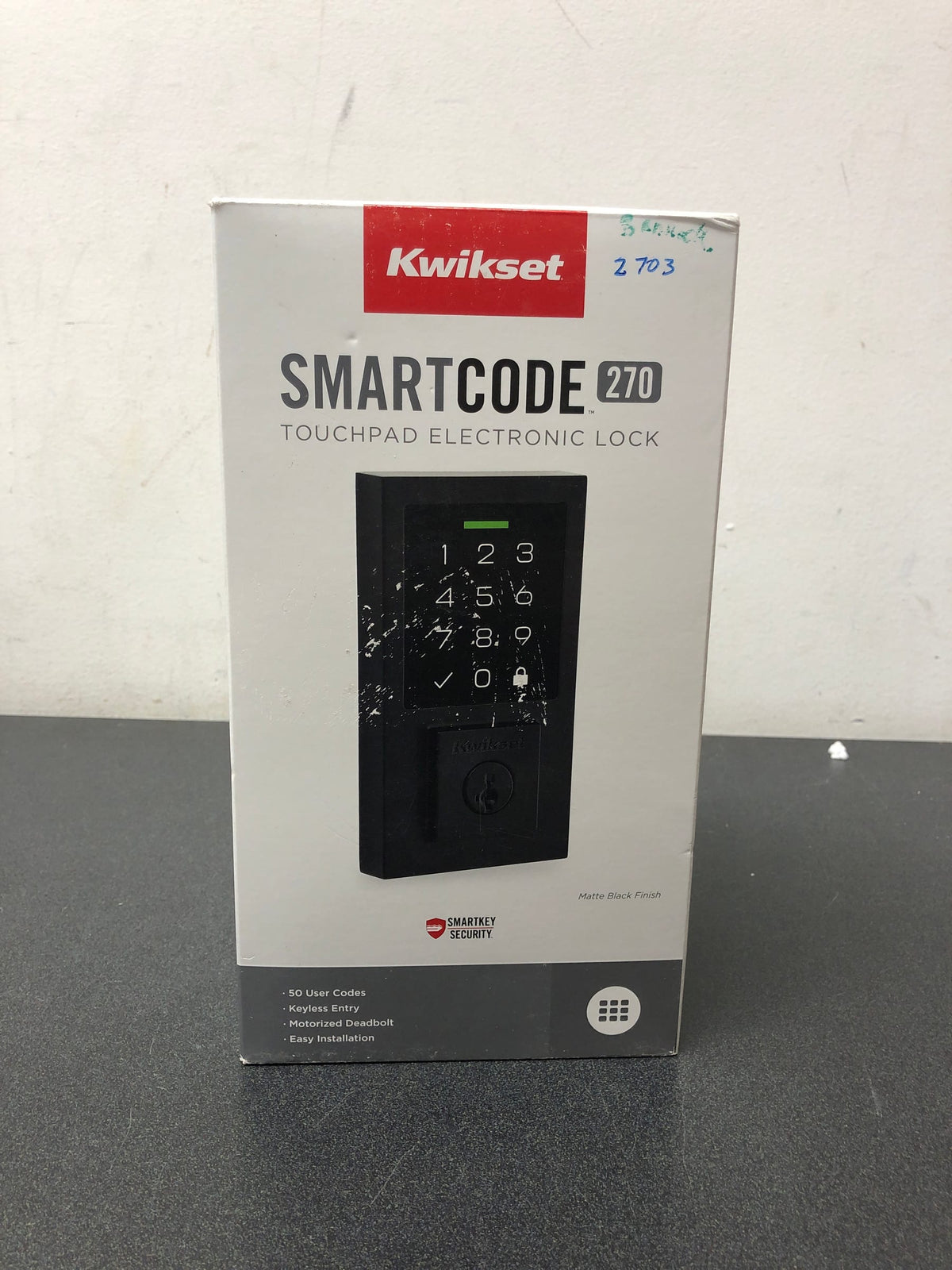 Kwikset 9270CNT-514S SmartCode Deadbolts Touchscreen Single Cylinder Keyless Entry Deadbolt with UL Fire Rating and Smartkey Technology - Matte Black