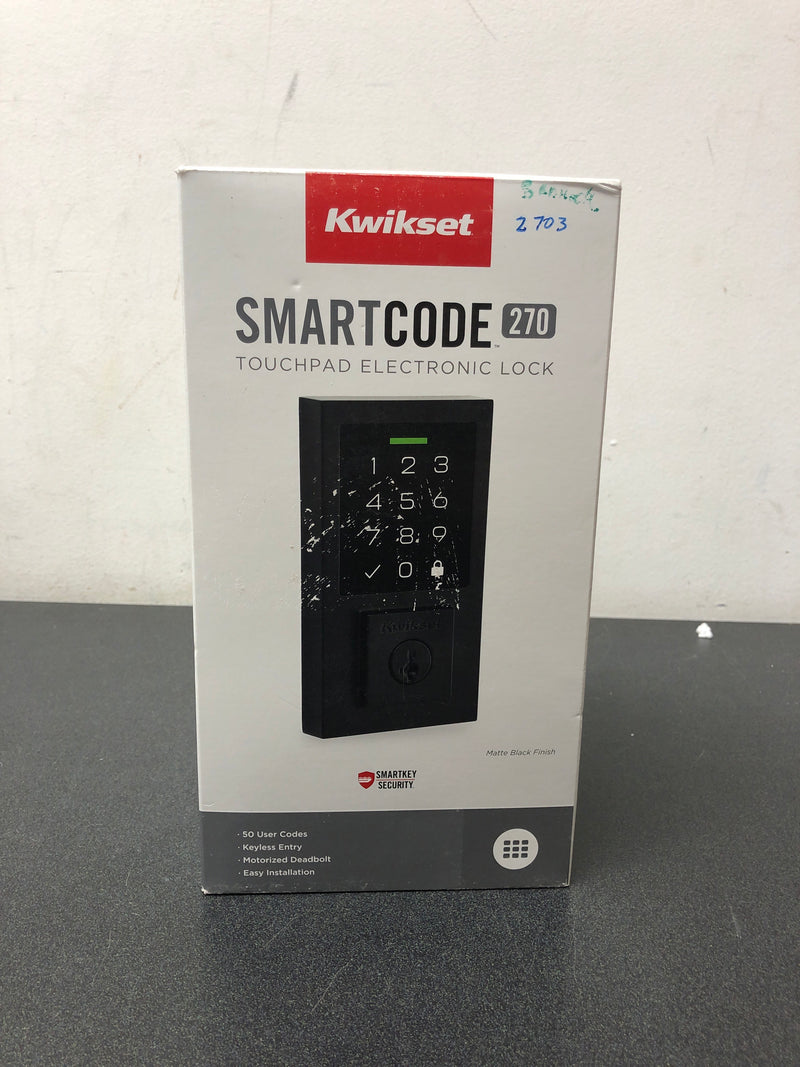 Kwikset 9270CNT-514S SmartCode Deadbolts Touchscreen Single Cylinder Keyless Entry Deadbolt with UL Fire Rating and Smartkey Technology - Matte Black