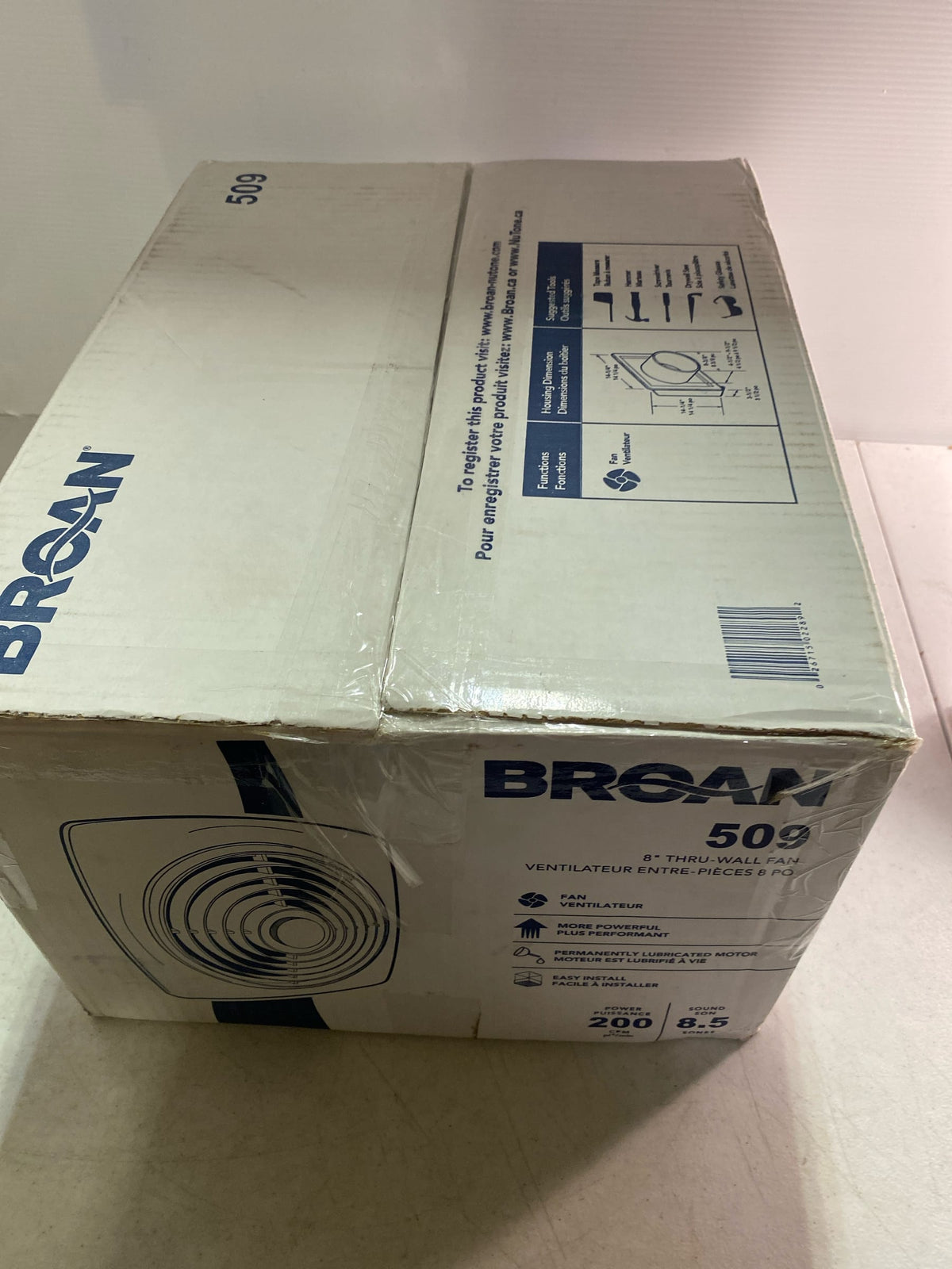 Broan-nutone 509 200 CFM Through-Wall Utility Exhaust Fan for Garage, Kitchen, Laundry and Rec Rooms