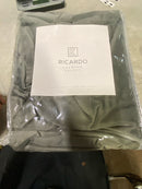 Ricardo 02585-70-084-10 Premium Velvet Slate Grey Solid 50 in. W x 84 in. L Rod Pocket With Back Tab Room Darkening Curtain Panel
