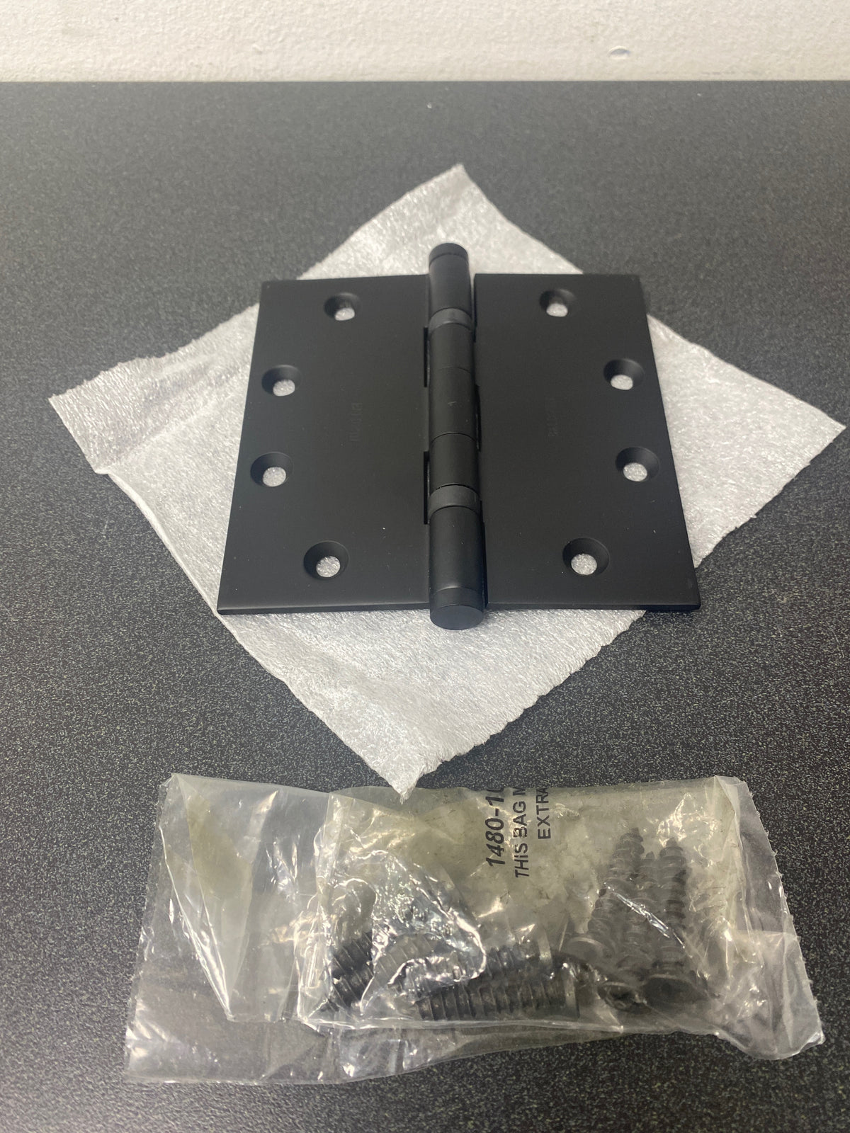Baldwin 1046190I 4-1/2" Wide Ball Bearing Square Corner Mortise Door Hinge from the Estate Collection - Single Hinge - Satin Black