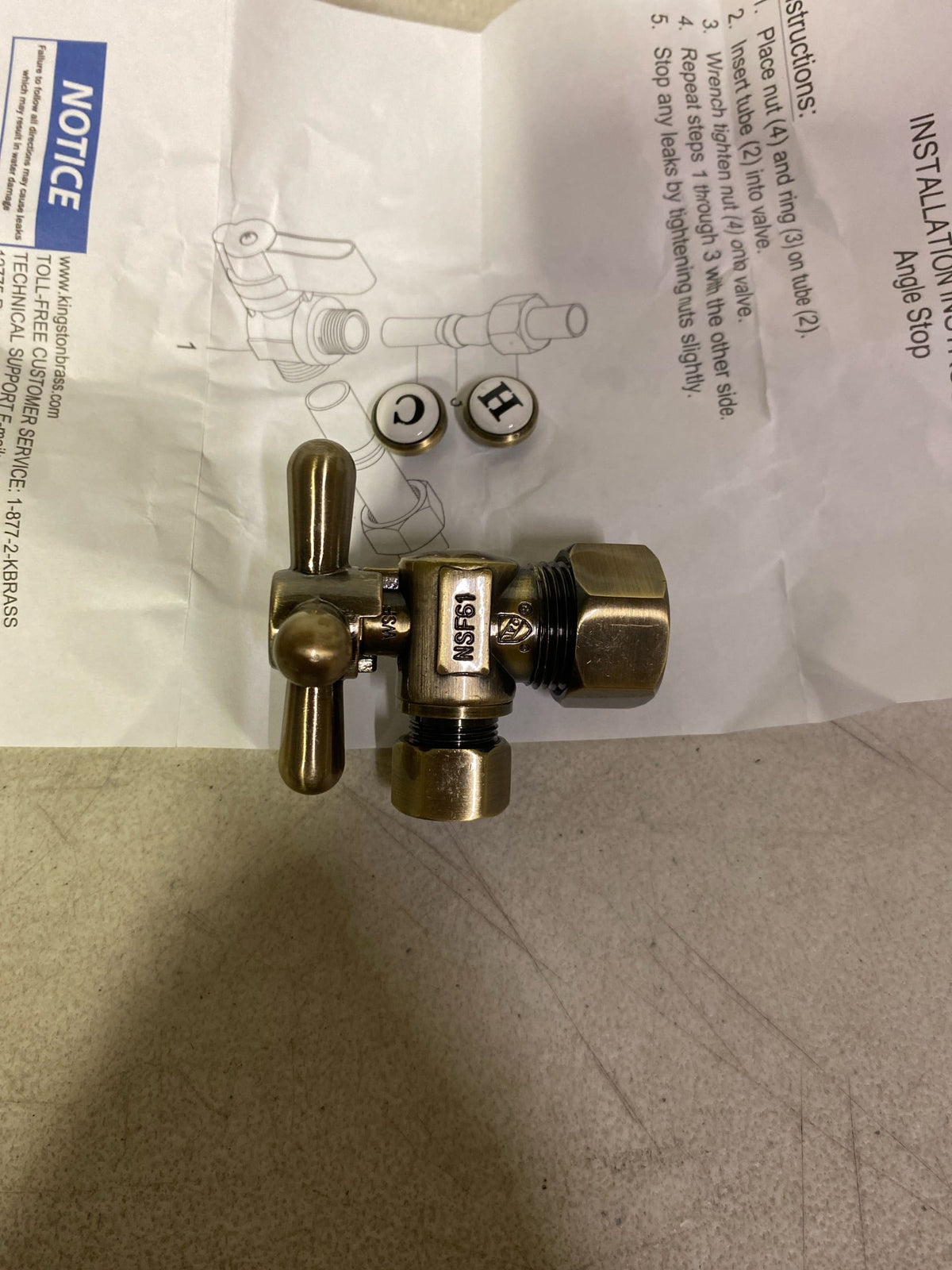 Kingston Brass CC43103X Quarter Turn Valves (1/2-Inch FIP X 3/8-Inch O.D. Compression), Antique Brass