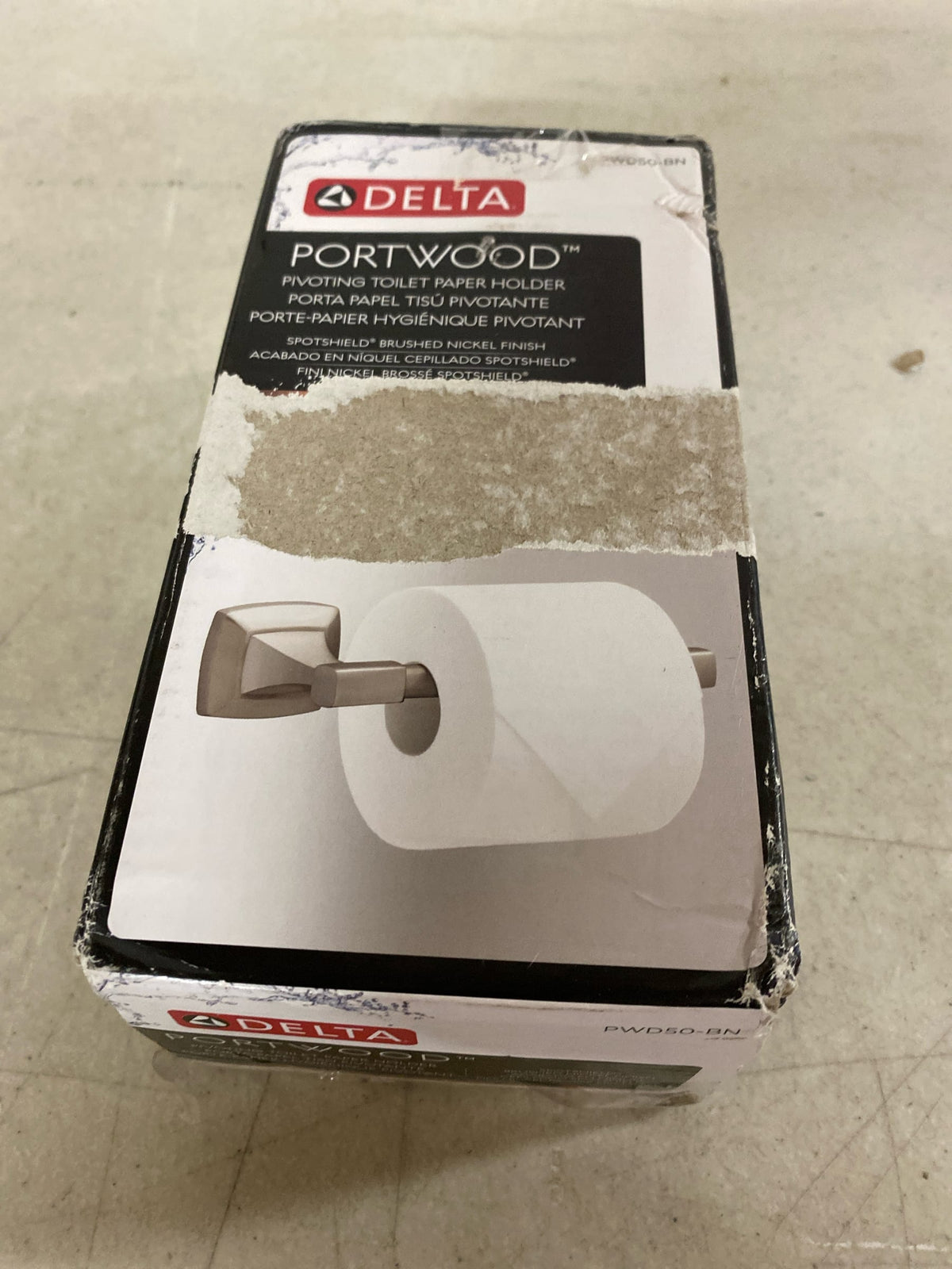 Delta PWD50-BN Portwood Wall Mount Pivot Arm Toilet Paper Holder Bath Hardware Accessory in Brushed Nickel