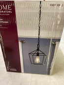Home decorators collection 16201 Weyburn 1-Light Bronze Farmhouse Mini Pendant Light Fixture with Caged Metal Shade