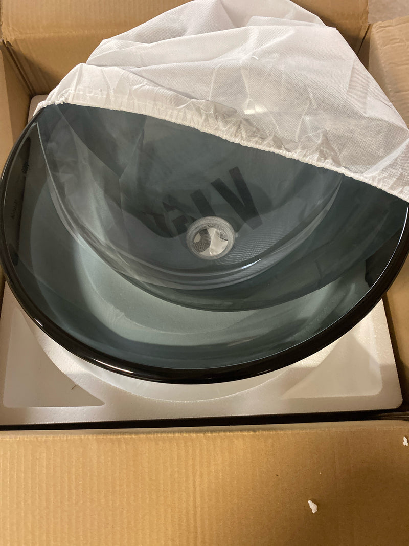 Vigo VG07042 Giovanni Sheer Black Glass 17 in. L x 17 in. W x 6 in. H Round Vessel Bathroom Sink