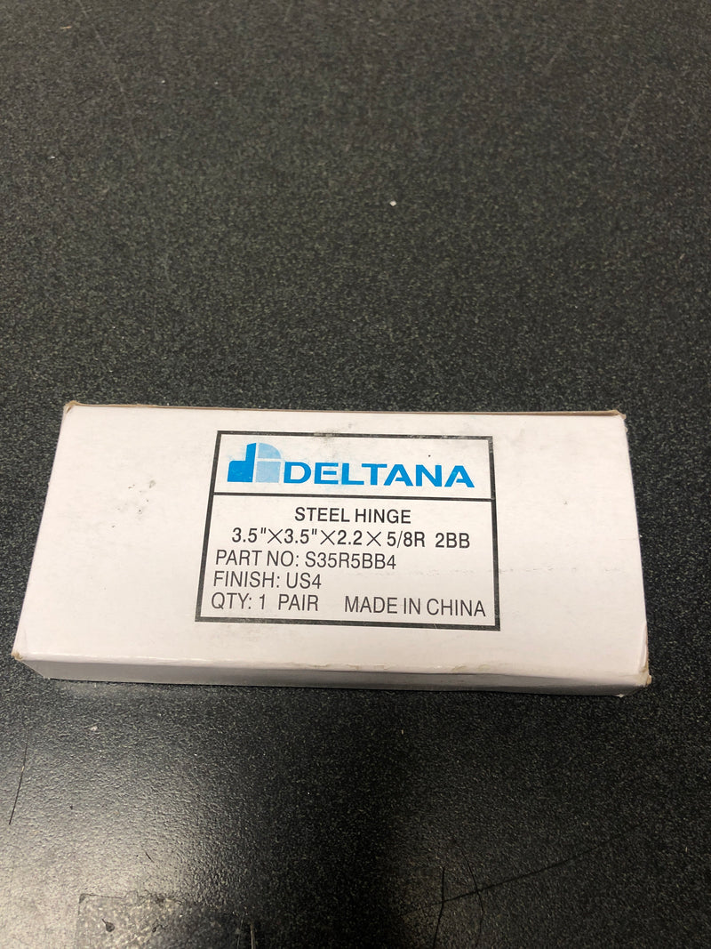 Deltana S35R5BB4 Commercial 3.5" x 3.5" Ball Bearing 5/8" Radius Corners Mortise Hinge - Pair - Brushed Brass