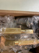Emtek Select Privacy, Modern Rectangular Rosette, L-Square Stem, Knurled Lever, Satin Brass, RH