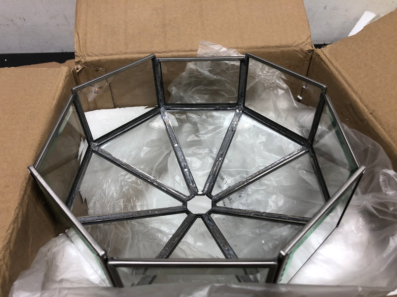 Progress Lighting P5789-09 4 Light Flush Mount Outdoor Ceiling Fixture with Beveled Glass Panels - 11" Wide - Brushed Nickel