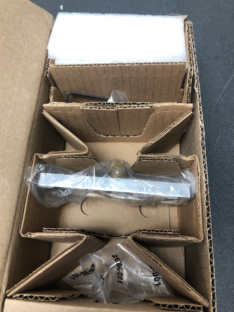 Baldwin HDTUBCFR260 Tube Non-Turning One-Sided Dummy Door Lever with 5 Inch Rectangle Rose from the Reserve Collection - Polished Chrome