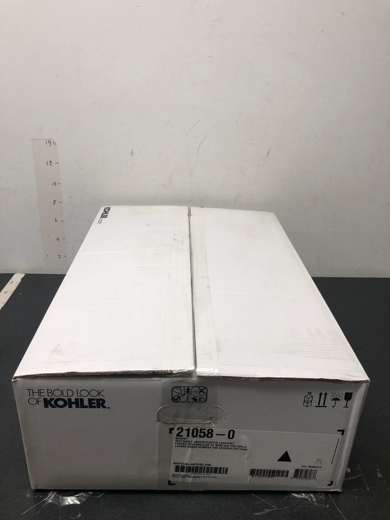 Kohler K-21058-0 Brazn 21-5/16" Rectangular Vitreous China Undermount Bathroom Sink with Overflow - White