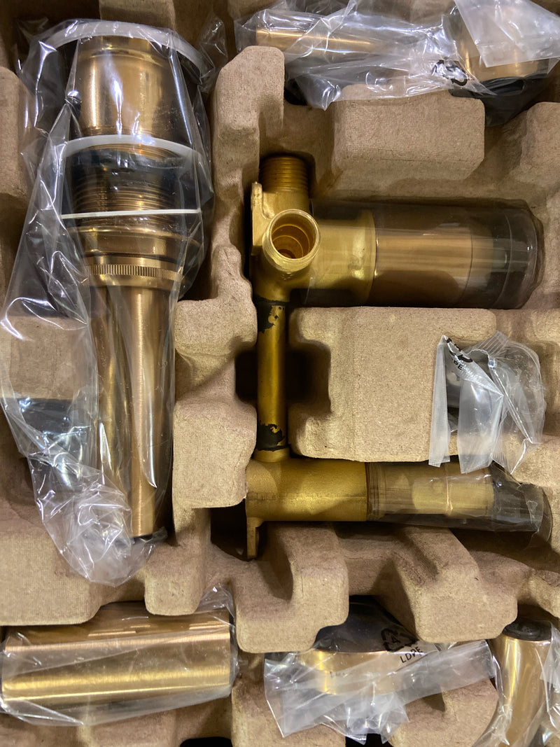 Signature Hardware 483900 Lexia 1.2 GPM Wall Mounted Widespread Bathroom Faucet with Pop-Up Drain Assembly - Brushed Gold