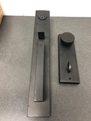 Baldwin EESANxCONCQE190 Santa Cruz Full Plate Single Cylinder Keyed Entry Handleset with Interior Contemporary Knob and Emergency Egress Function - Satin Black
