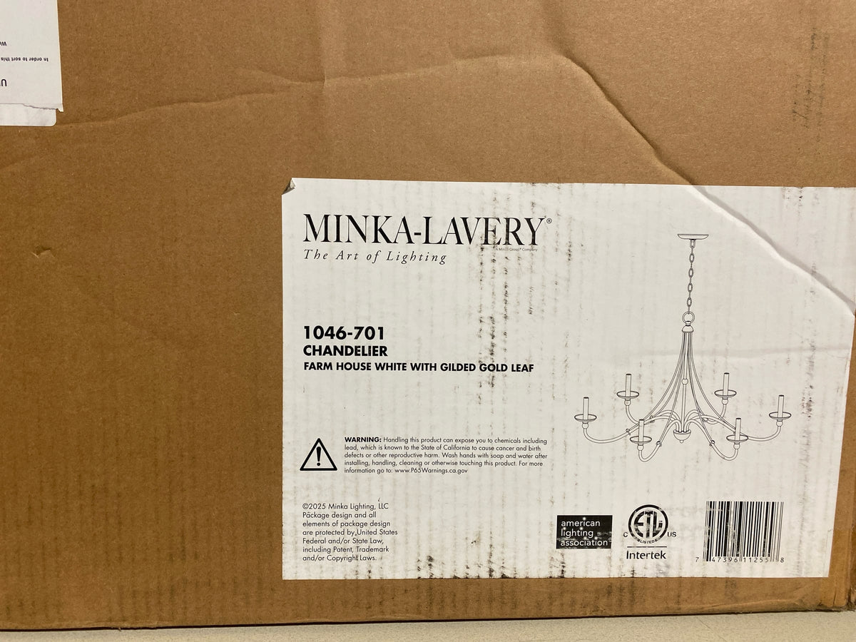 Minka Lavery 1046-701 Westchester County 6 Light 40" Wide Taper Candle Chandelier - Farm House White with Gilded Gold