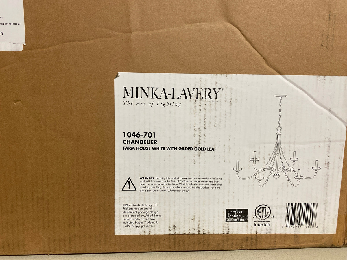 Minka Lavery 1046-701 Westchester County 6 Light 40" Wide Taper Candle Chandelier - Farm House White with Gilded Gold