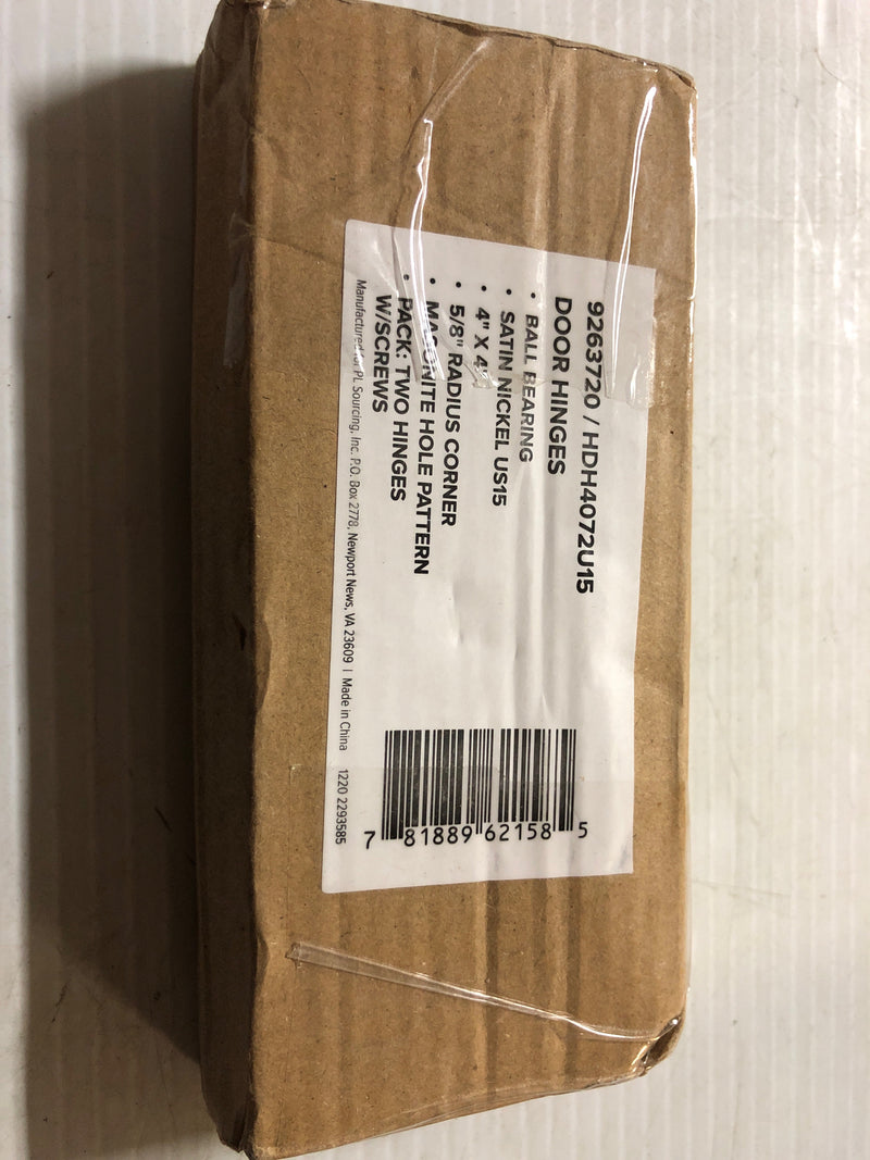 Miseno MDH4072SN 4 x 4 Ball Bearing 5/8" Radius Corner Door Hinge - Pair - Satin Nickel