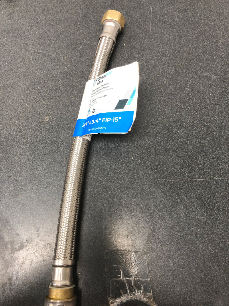 Sharkbite UR3088FX15 Max 3/4 in. Push-to-Connect x 3/4 in. FIP x 15 in. Braided Stainless Steel Water Heater Connector