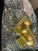 Double Dummy Hammered Egg Door Knob With modern rectangular in Satin Brass 5052heus4