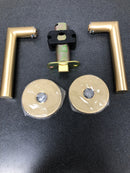 Emtek C5109STUUS4 Stuttgart Passage Door Lever Set with Disk Rose and CF Mechanism from the Brass Modern Collection - Satin Brass