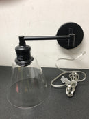 Globe Electric 65311 LeClair Single Light Swing Arm Wall Sconce with Clear Glass Shade and Canopy On / Off Switch - Oil Rubbed Bronze