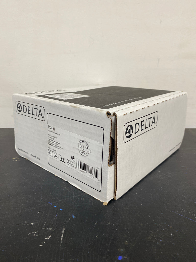 Delta T13391 Single Handle Shower Valve Trim with Push Button Diverter and Metal Lever Handle from the Commercial Series - Chrome