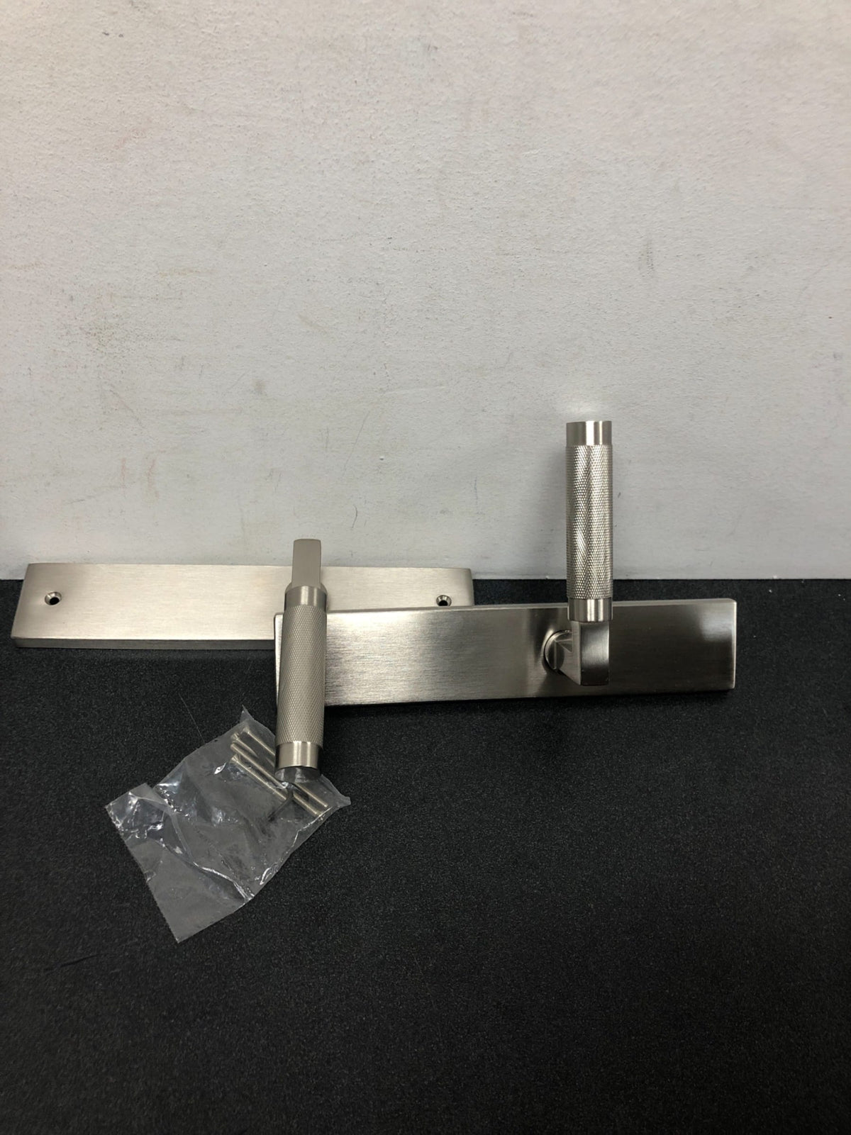 Emtek 8045US15 10 Inch Stretto Rectangular Dummy Sideplate Entry Set from the Brass Modern Collection - Satin Nickel