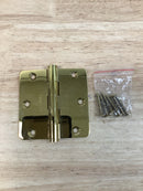 Hickory Hardware 70307-2127 Solid Brass 3.5" x 3.5" - 1/4" Radius Corner Plain Bearing Arc Pattern 6 Hole Door Hinge - Lifetime Brass