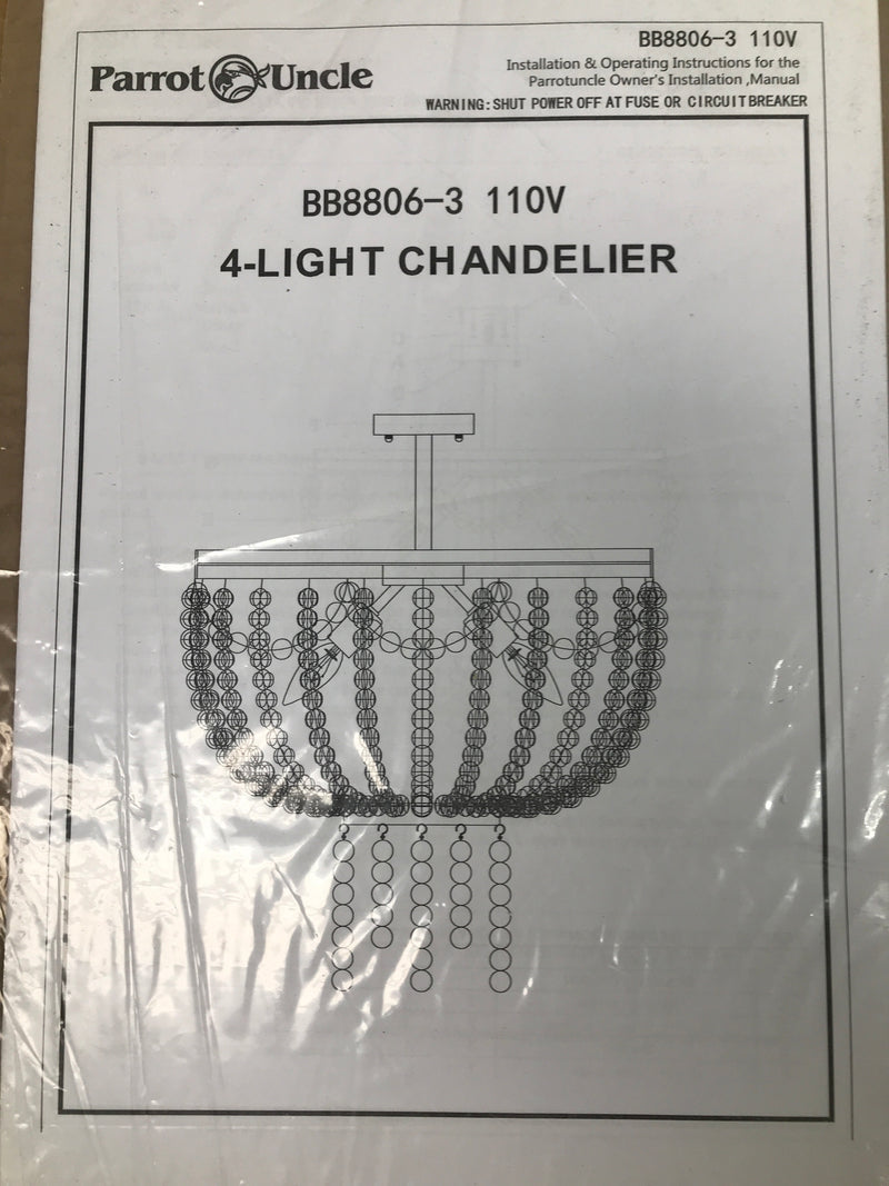 Flint garden BB8806-3110VFG 3-Light Modern Farmhouse Distressed White Wood Beaded Semi-Flush Mount