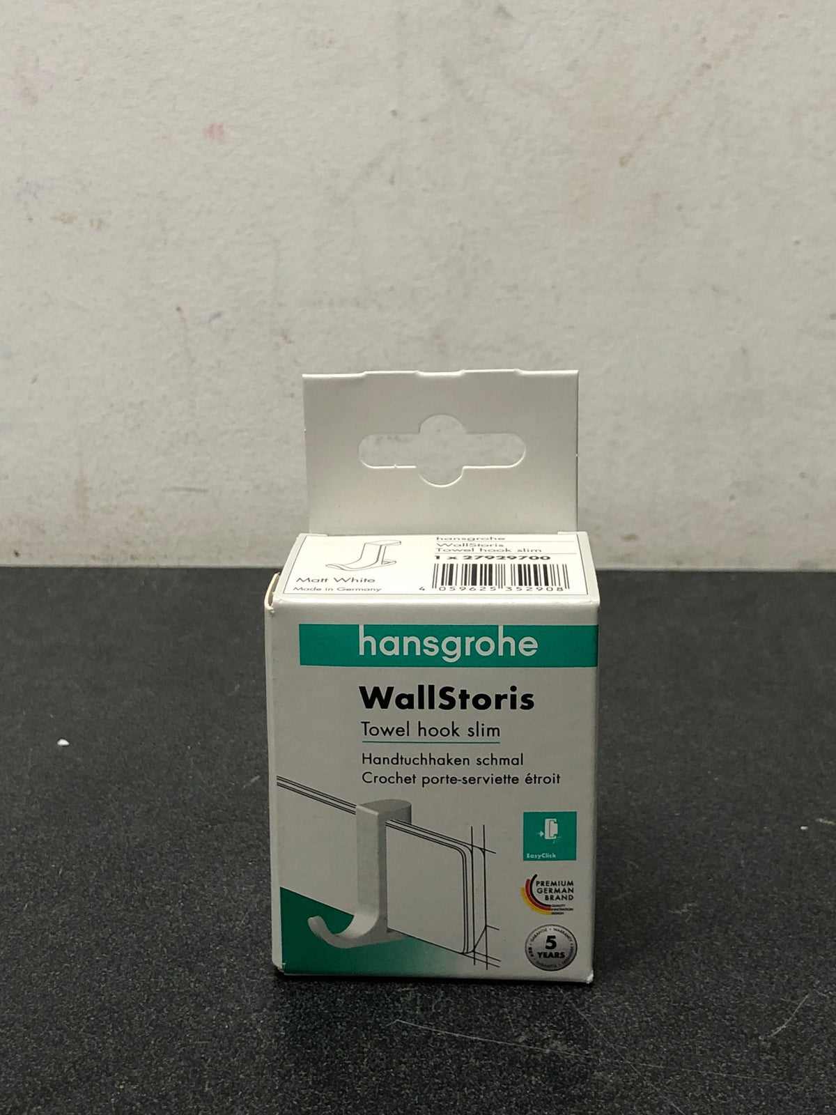 Hansgrohe 27929700 WallStoris Slim Single Robe Hook with EasyClick Technology - Pack of 2 - Matte White