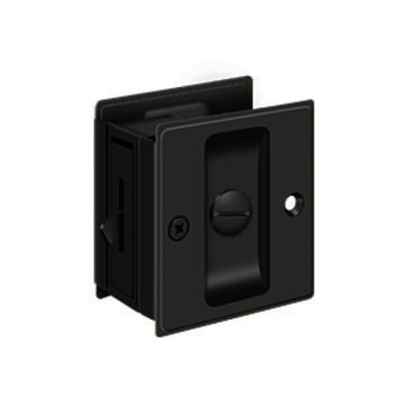 Deltana SDL25U19 2-3/4" x 2-1/2" Solid Brass Sliding / Pocket Door Privacy Lock - Black