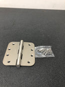 Hickory Hardware 70303-9151 Solid Stainless Steel 4" X 4" - 5/8" Radius Corner Plain Bearing Arc Pattern 8 Hole Door Hinge - Brushed Stainless Steel