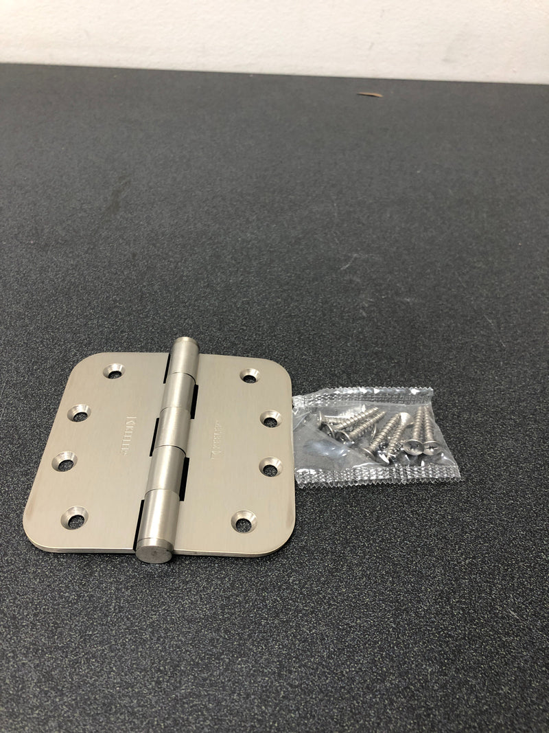 Hickory Hardware 70303-9151 Solid Stainless Steel 4" X 4" - 5/8" Radius Corner Plain Bearing Arc Pattern 8 Hole Door Hinge - Brushed Stainless Steel