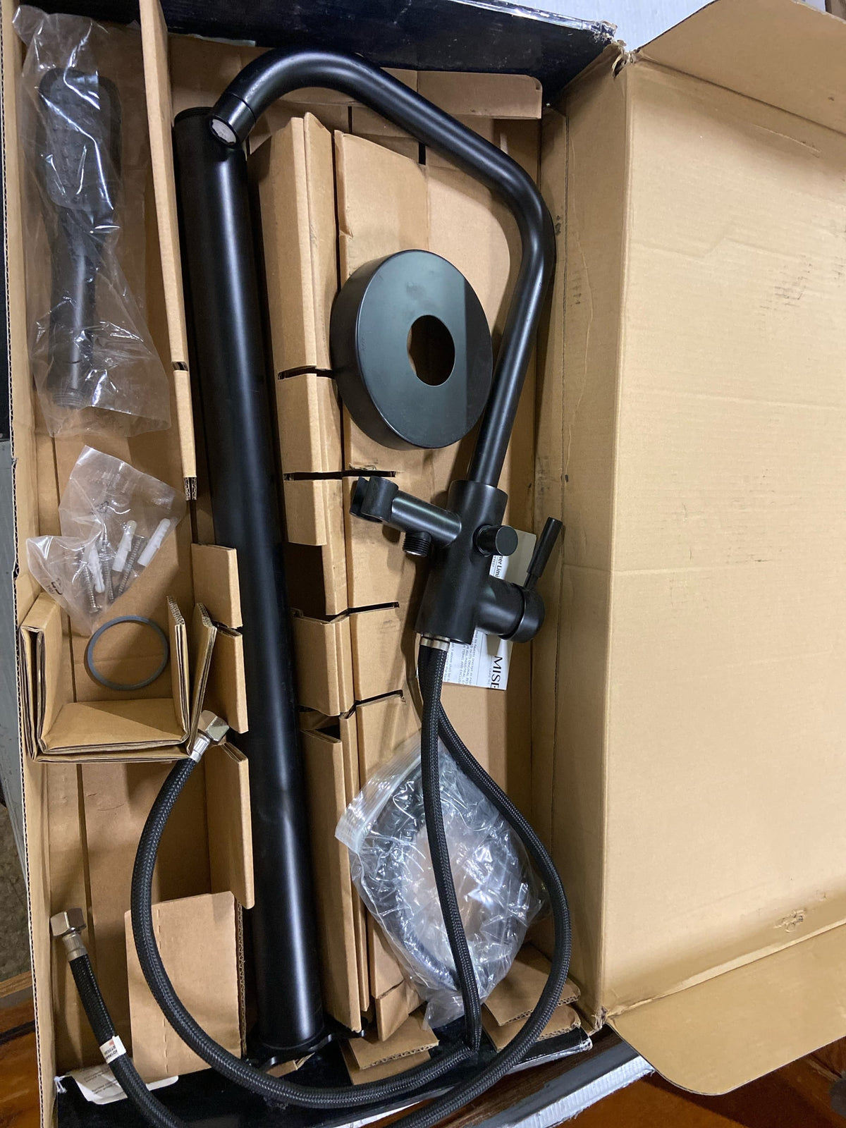 Miseno MTF194 Floor Mounted Tub Filler with Integrated Valve and Diverter - Includes Hand Shower - Flat Black