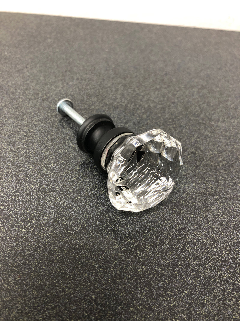 Emtek 86012US19 Crystal-1 1/4" Diameter Diamond Knob with Flat Black  Base FAST