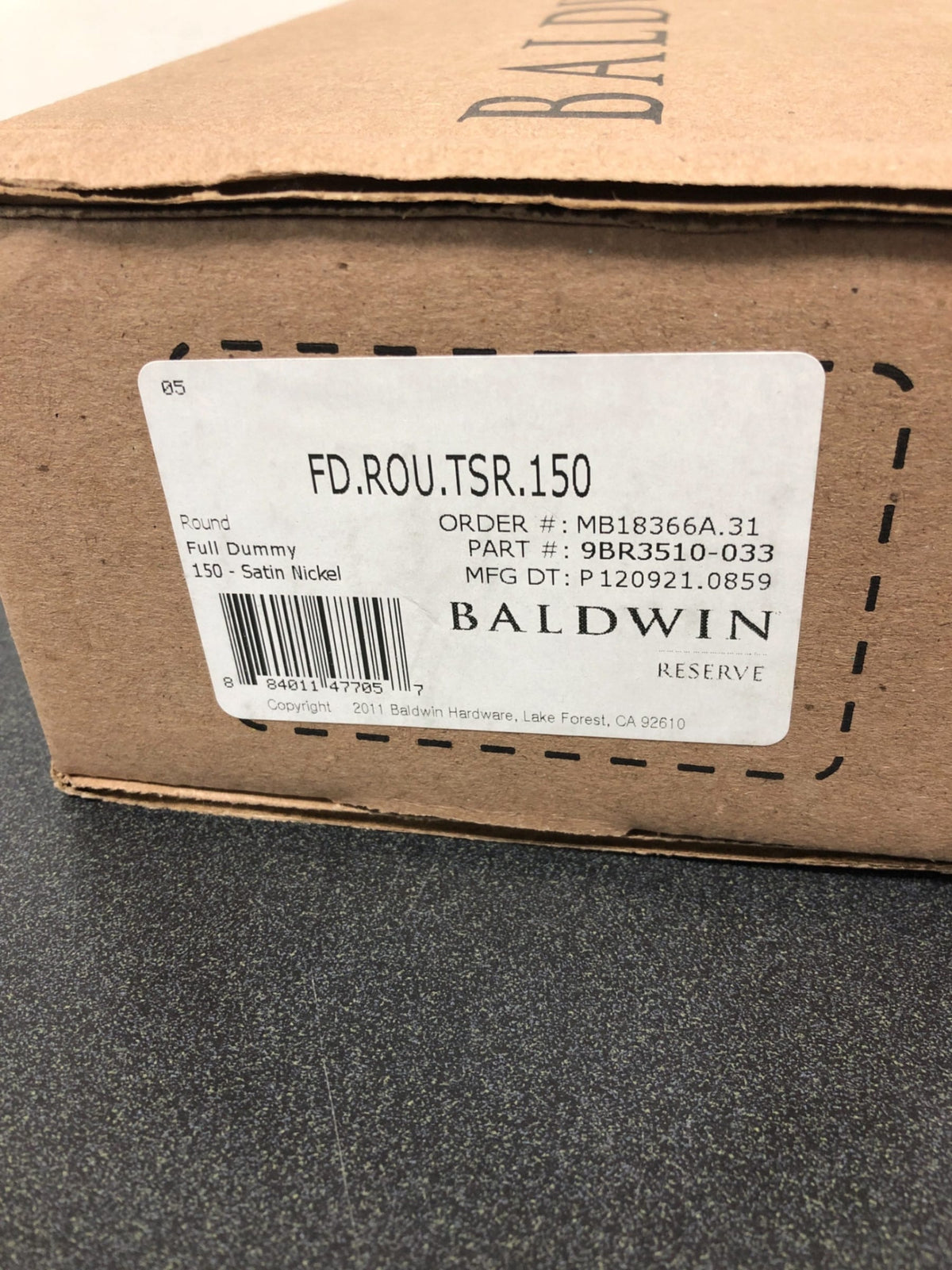 Baldwin FDROUTSR150 Round Non-Turning Two-Sided Dummy Door Knob Set with Square Rose - Satin Nickel