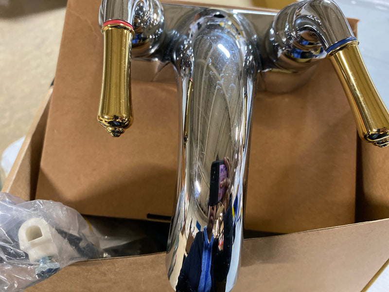 Kingston Brass KB2624B Naples 1.2 GPM Centerset Bathroom Faucet with Pop-Up Drain Assembly - Polished Chrome / Polished Brass